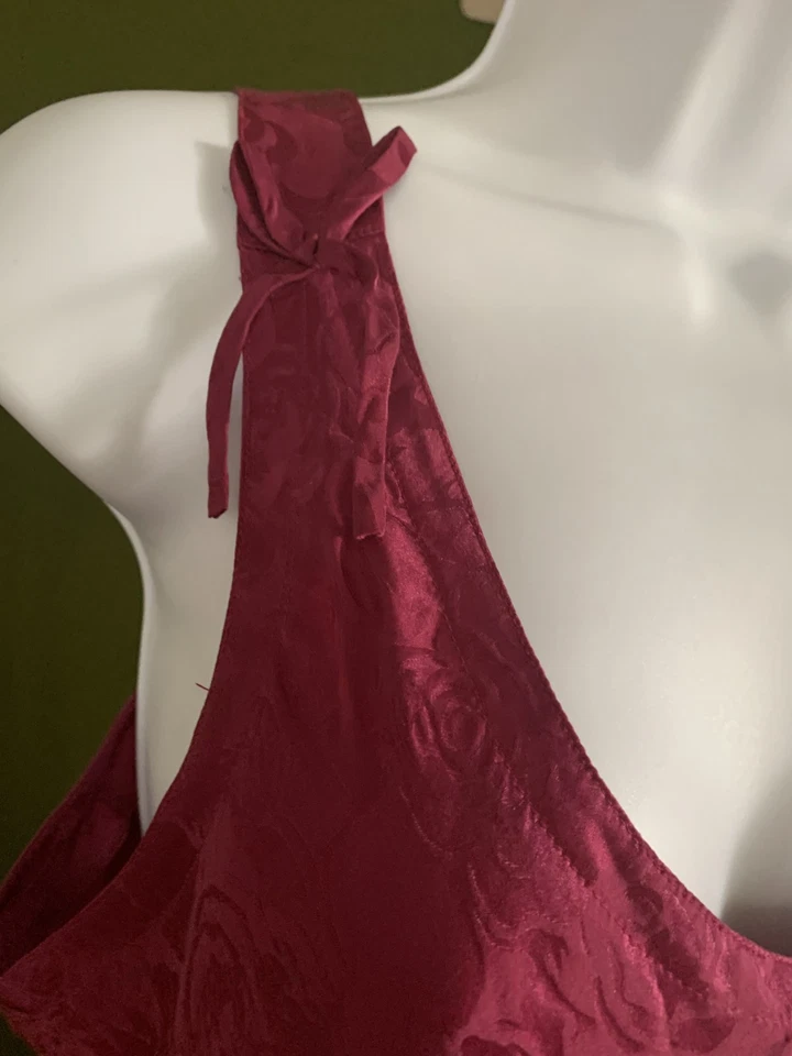 Sexy Vestido Sin Mangas Silx August Seda 100% Seda Borgoña Floral De Colección Años 90 Talla L Foto 2 de 4