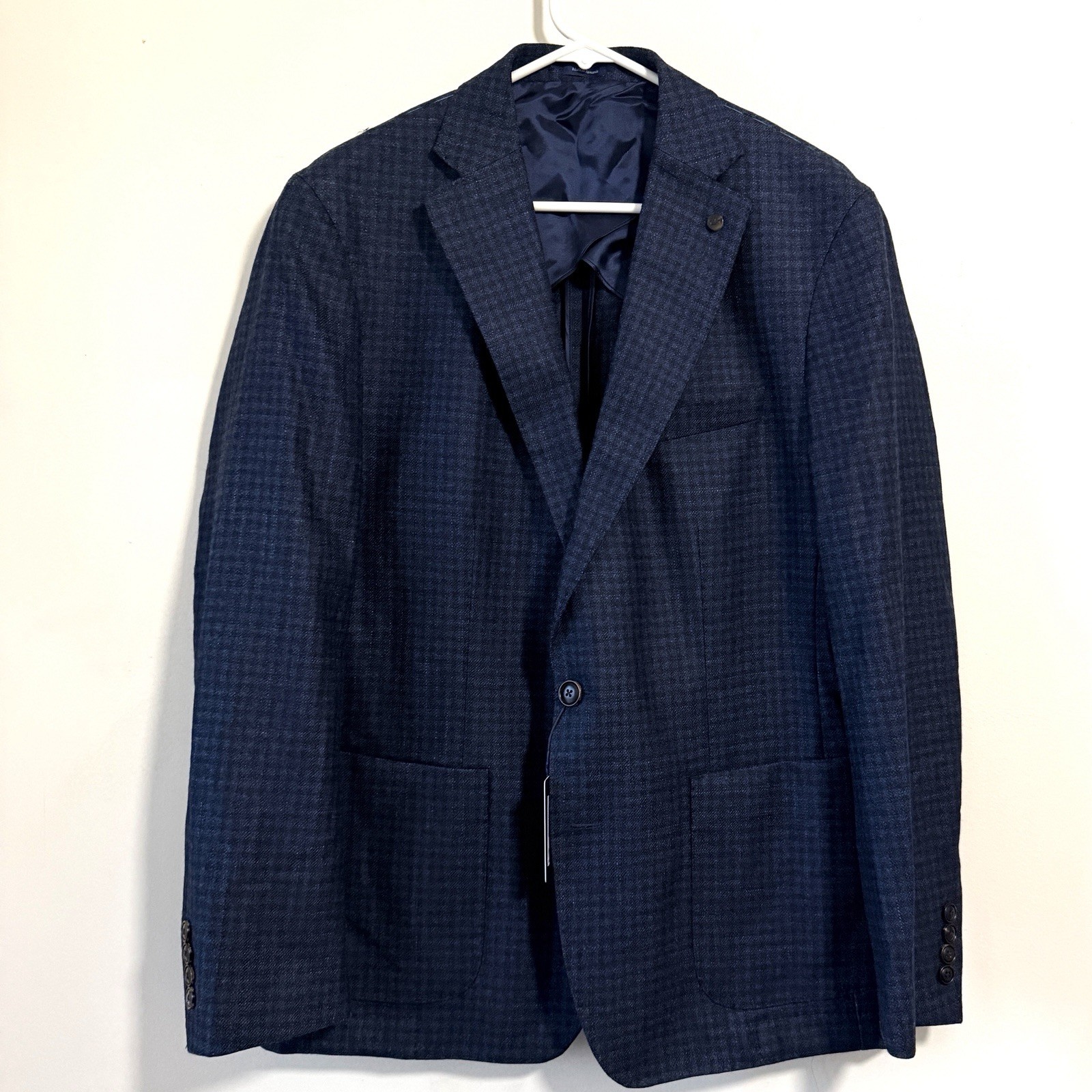 Peter Millar Crown Crafted Adler Gingham Plaid Navy Blazer Jacket Size 46 R NEW