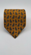 JZ Richards Tie Men's Silk Orange Multicolor Paisley Hand Made in USA 60"