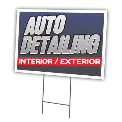 Auto Detailing Yard Sign & Stake Coroplast Car Wash Detailer Auto Shop Truck
