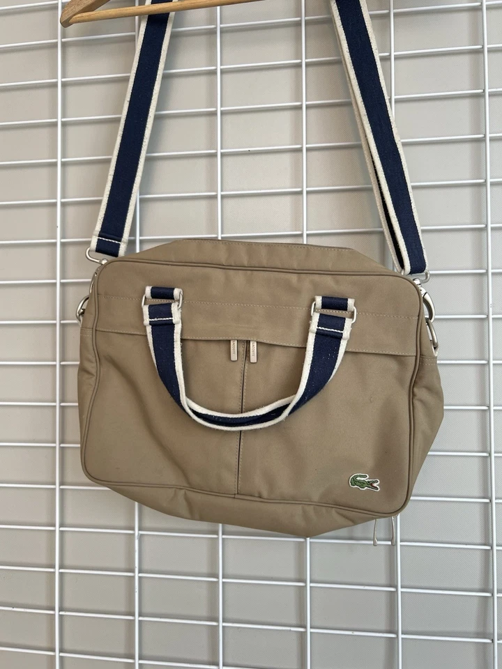 Lacoste Horizontal Shoulder Camera Bag Vintage Beige Messenger Bag - Image 2 of 4