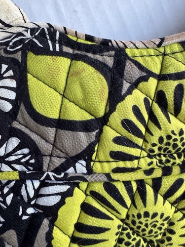 Vera Bradley Tote Purse Citron Cross Yellow Black Grey Floral Shoulder Bag FLAW - Picture 5 of 24