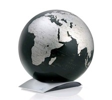 Mappamondo Nero Capital Q Alluminio Base Roteante
