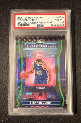 2025-26 Topps Chrome Stephen Curry Loading Green Geometric /99 LD-4 PSA 8