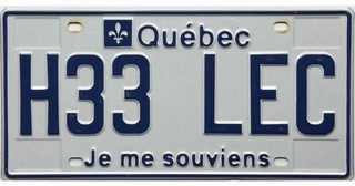99 CENT SALE 2011 Base Quebec License Plate #H33 LEC No Reserve