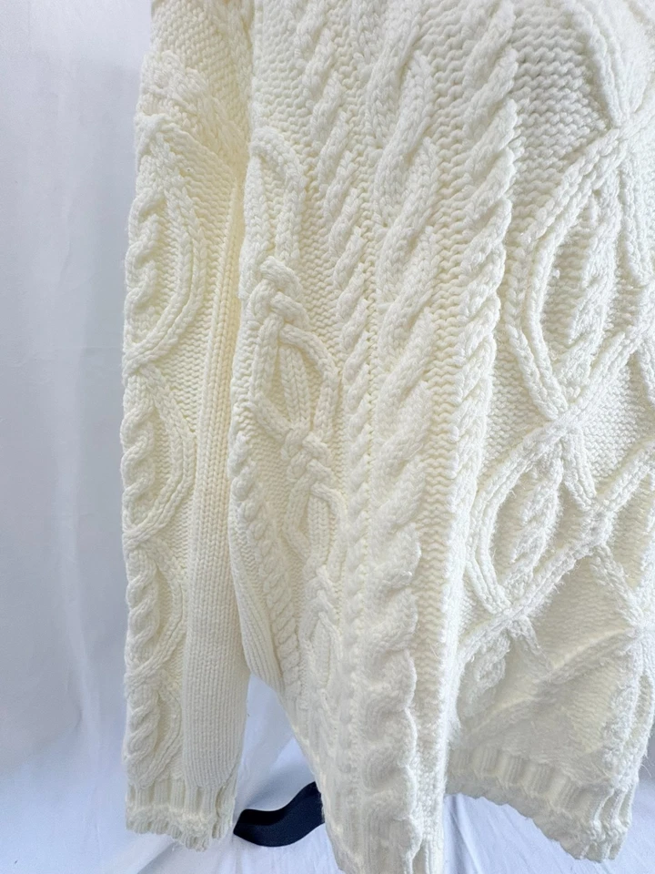 Suéter feminino Image Cable malha tamanho 2X (22) branco creme LS gola redonda - Imagem 3 de 4