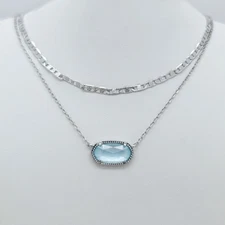Kendra Scott Elisa Multi Strand Silver Pendant Necklace In Light Blue Illusion