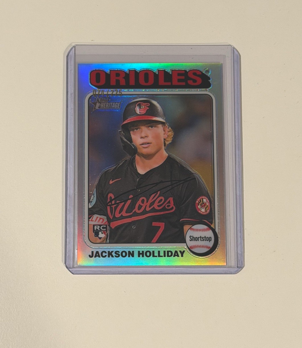 Jackson Holliday RC /225, 2024 Topps Heritage, Chrome Silver, Orioles