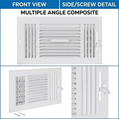 EZ-FLO 3-Way Steel Wall/Ceiling Register HVAC Vent Cover White Durable All Sizes