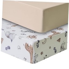 2 Pack Crib Sheets for Boys  Girls   Snug Full Elastic Fit for Zoo Animals