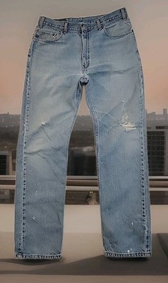 VTG 2001 Levi's 505 Jeans Men's  35x 33.5 Distressed Paper Tag Straight Leg