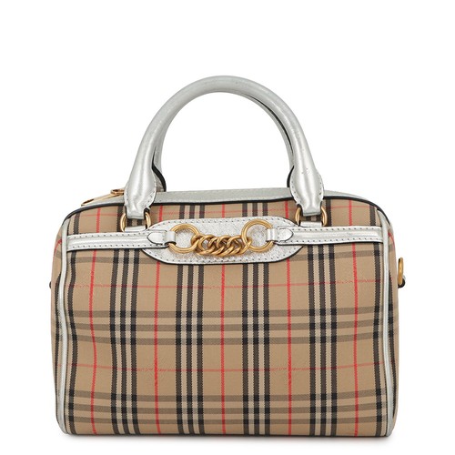 BURBERRY Nova Check Mini Travel Bag Canvas/Leather Beige/Silver 8006443