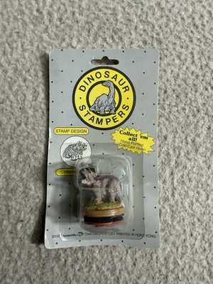 Vintage Dinosaur Stampers Triceratops Noteworthy 1991 Hand Painted Resin Stamp