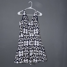 Gap Dress Womens 4 Blue White Linen Sleeveless V Neck Side Zip Lined