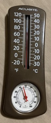 Vintage ACURITE WALL HUNG METAL C° F° THERMOMETER HUMIDITY METER GAUGE