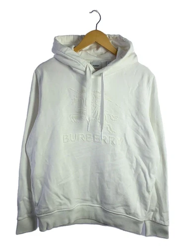 Felpa con cappuccio BURBERRY ricamata logo 3D S cotone bianco usata