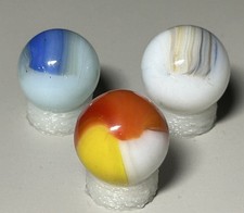 Lot Of 3 Vintage Akro Agate Patch Marbles 5/8  NM  To Mint