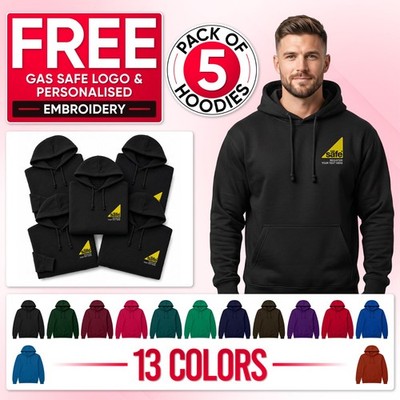 Personalised 5 Pack Gas Safe Hoodies | Custom Plumber Engineer Workwear