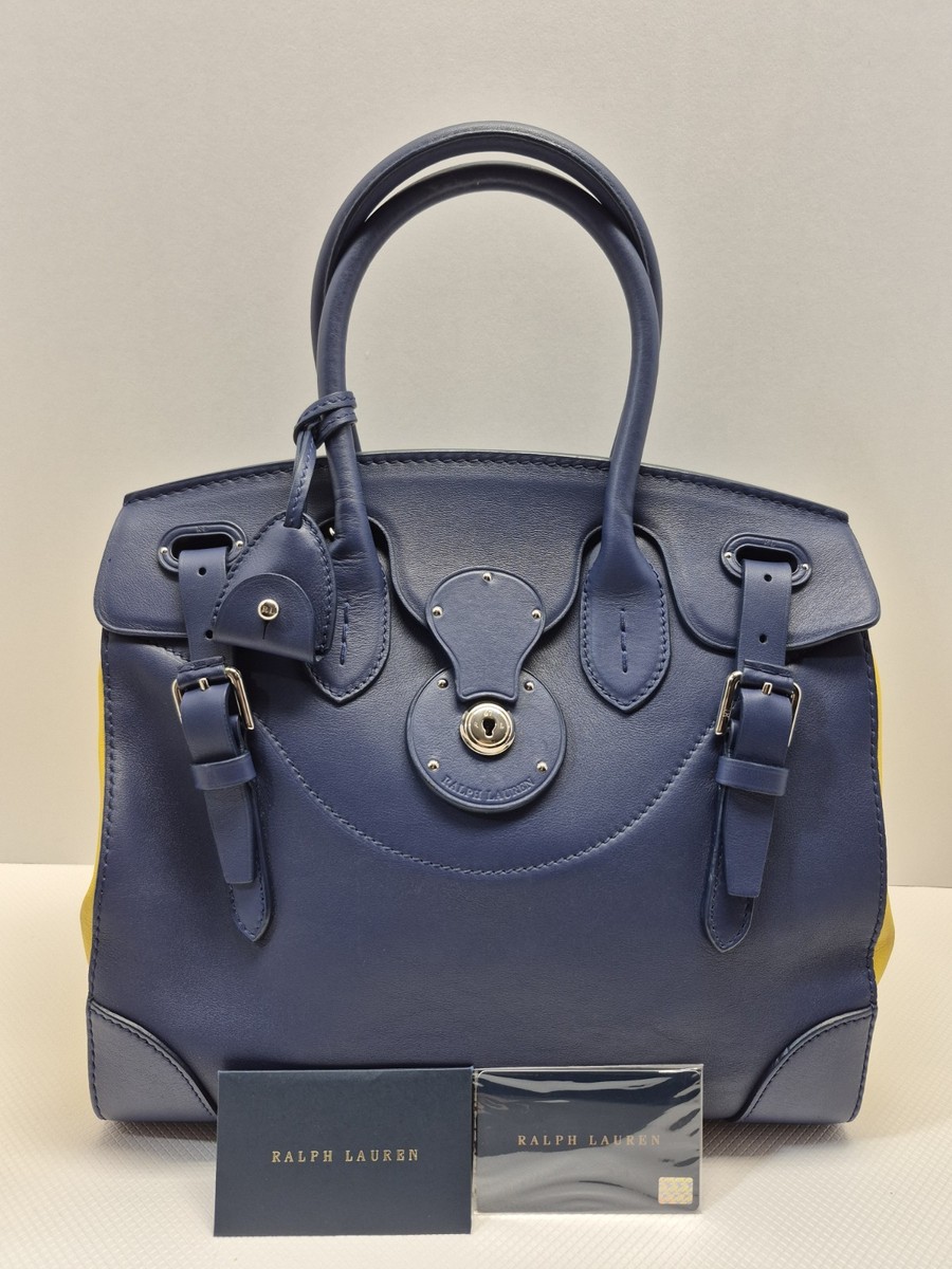 Ralph Lauren Ricky 33 Bag Blue Yellow Calfskin Leather Italy w