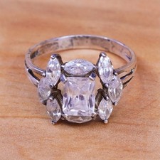 Size 9.5, vintage Sterling 925 silver engagement ring with cz
