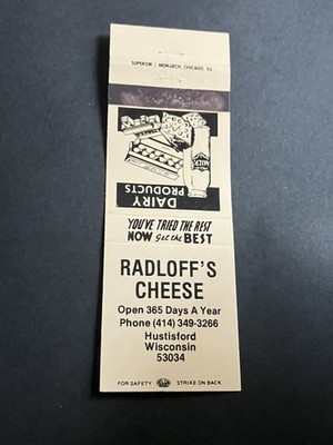 Vintage Wisconsin Matchbook  RADLOFF'S CHEESE  Hustisford
