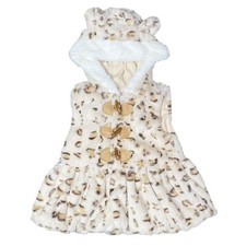 Vintage 2000s 00s Girls Cheetah Hooded Jumper Dress Sz 12mo