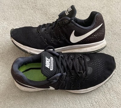 Nike Air Zoom Pegasus 33 Turnschuhe Schuhe Schwarz Herren Ältere Jungen Größe 8 EU 42,5