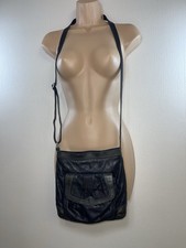 Marks & Spencer Black Leather Crossbody Bag Small Vintage Style Adjustable Strap