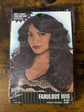Fabulous Wig Long Curls Black Fancy Dress Up Halloween Adult Costume Accessory