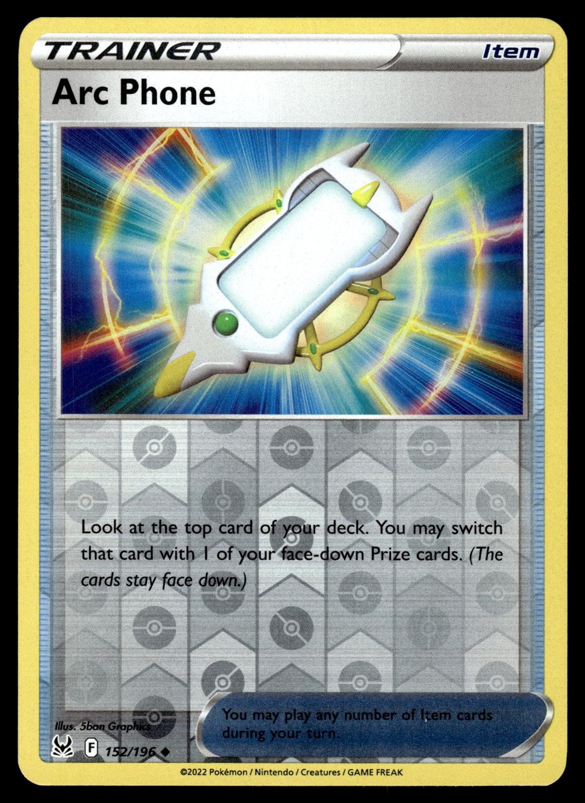 Arc Phone 152/196 Uncommon Lost Origin Pokemon Reverse Holo Near Mint