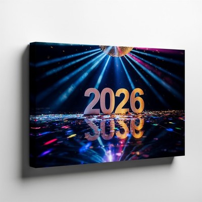 Vibrant New Year S Eve Celebration Scene Featuring Large Sparkling Wall Art