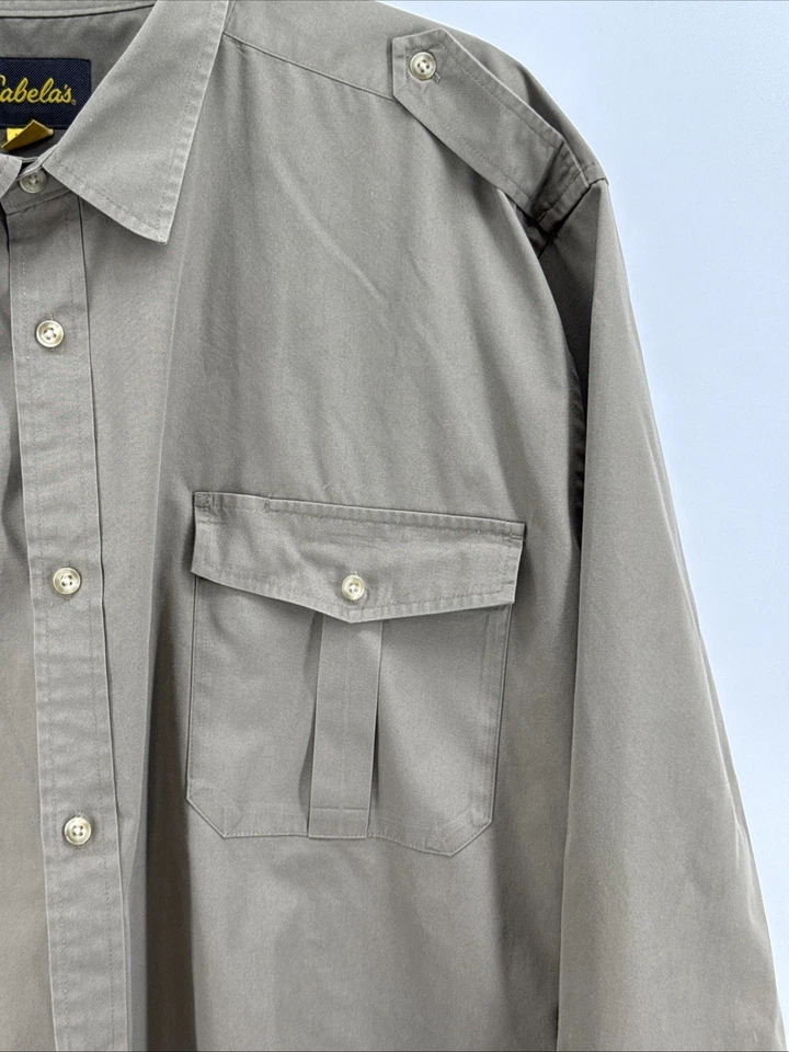 Cabelas Shirt Mens 5XL Tall Tan Safari Series Pocket Long Sleeve Button Up - Image 2 of 4