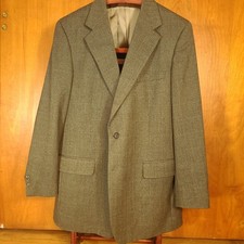 Vintage Brooks Brothers Sport Coat Blazer 43L USA Wool Herringbone Green W Blue
