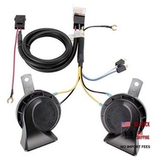 12V Electric Air Horn Kit for Truck, Car, Truck - Black horn with Wire Harness