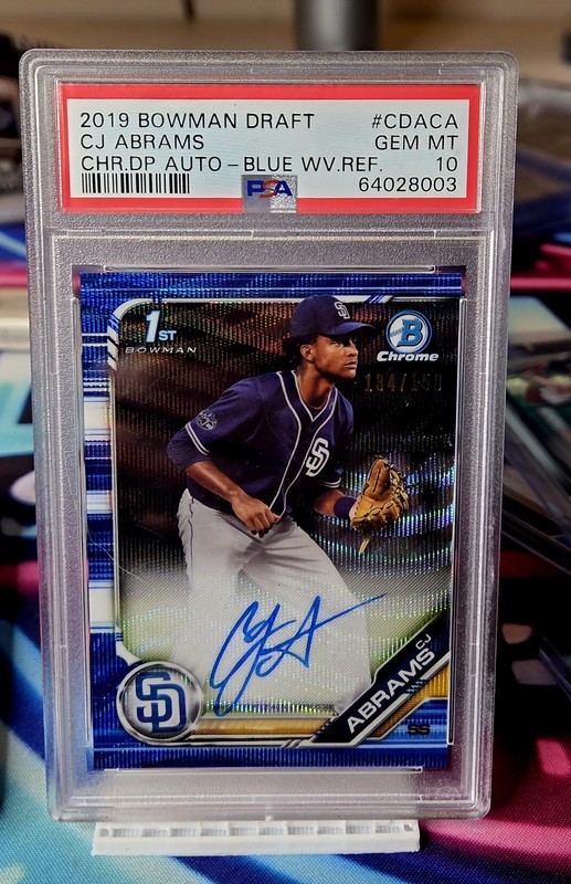 2019 Bowman Draft Chrome CJ Abrams Auto Blue Wave Refractor /150 PSA 10 GEM MINT