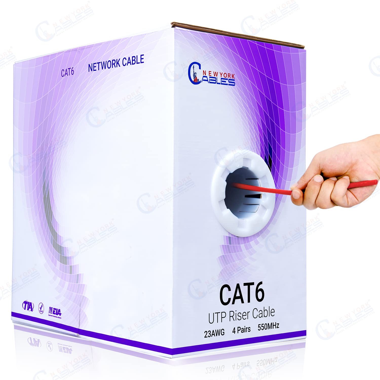 Cat6 Ethernet Cable 1000ft CMR Riser Rated 23AWG UTP Solid