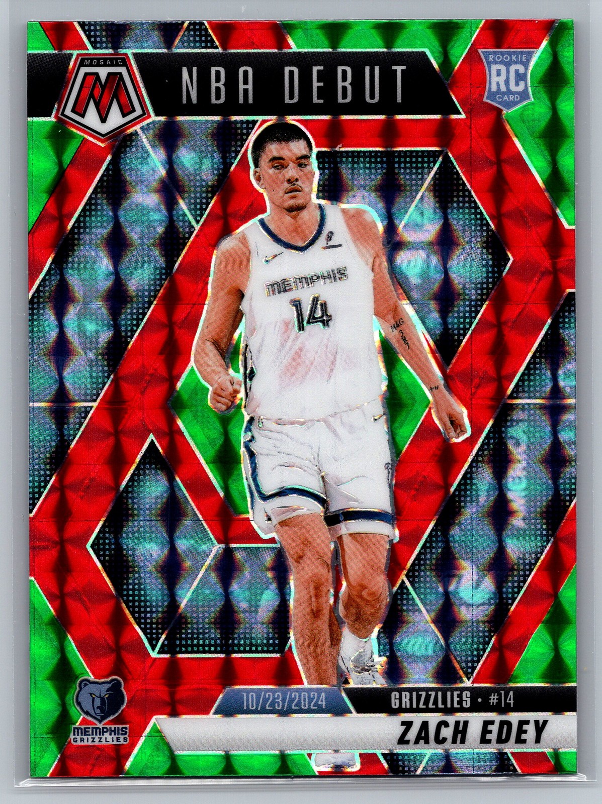 2024-25 Panini Mosaic #251 Zach Edey Choice Red and Green Mosaic