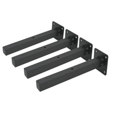 Industrial Black Shelf Brackets 12 Inch L Brackets for Shelves Heavy Duty Flo...