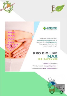 Pro Bio Live Max Unterstützung Immunsystem & Verdauung Gesundheit 100 Kapseln LINDEN UK