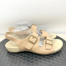 Vionic Albie Sandals Women Size 11 Shoes Brown Leather Flip Flops Adjustable