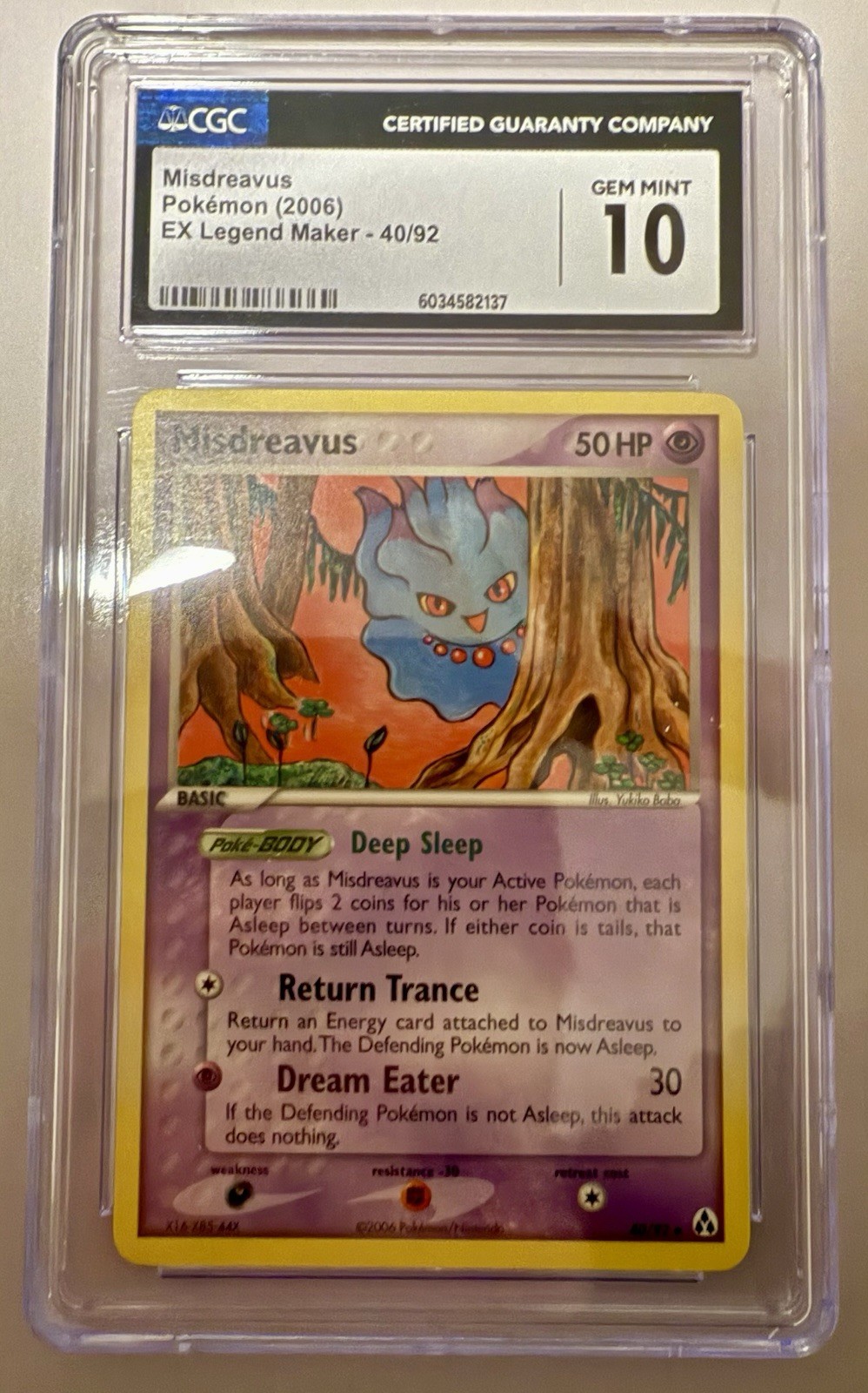 Pokemon TCG Misdreavus 40 Ex Legend Maker 2006 CGC GEM MINT 10