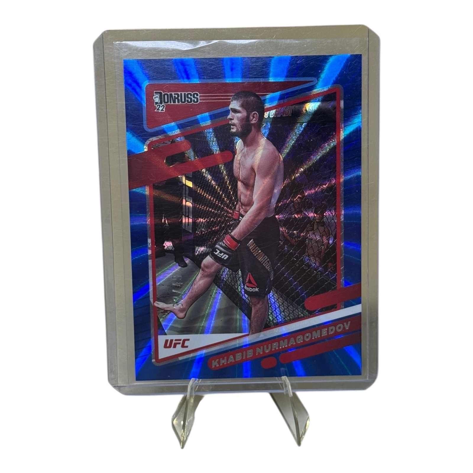 Khabib Nurmagomedov 2022 Panini Donruss UFC Blue Laser Holo 32/49