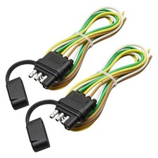2-Pack 4-Way Flat Trailer End Connector 25 Inch, 16AWG 4 Prong Wiring Harness