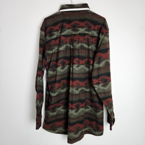 Woolrich Shirt Men Sz L Olive Blanket Southwest Aztec Button Up Chamois Flannel - Picture 2 of 9