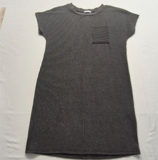 Adeline Clothing gray/black ribbed knit t-shirt dress Medium short sleeve pocket
