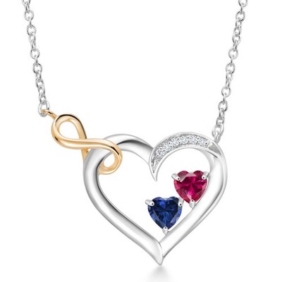 0.83 Cttw Infinity Heart Pendant Necklace For Women | Created Ruby Created
