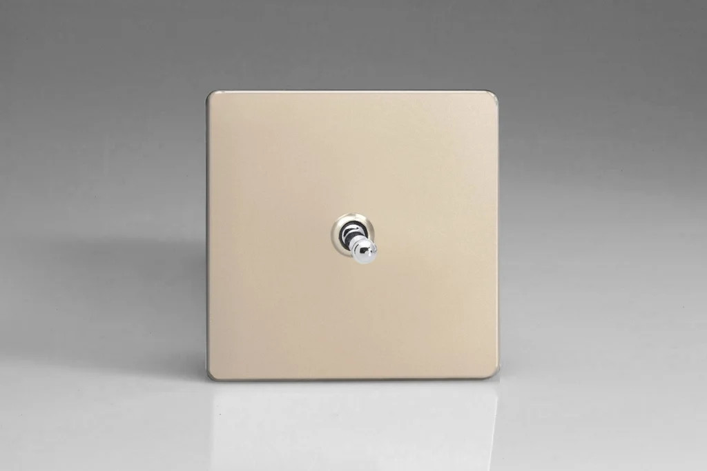 Switch Satin Intermediate Toggle 10A Screwless + Chrome Insert Varilight XDNT7S