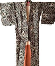 1950's Vintage Japanese KIMONO Meisen Silk Kimono Gown Robe Antique ,length 152c