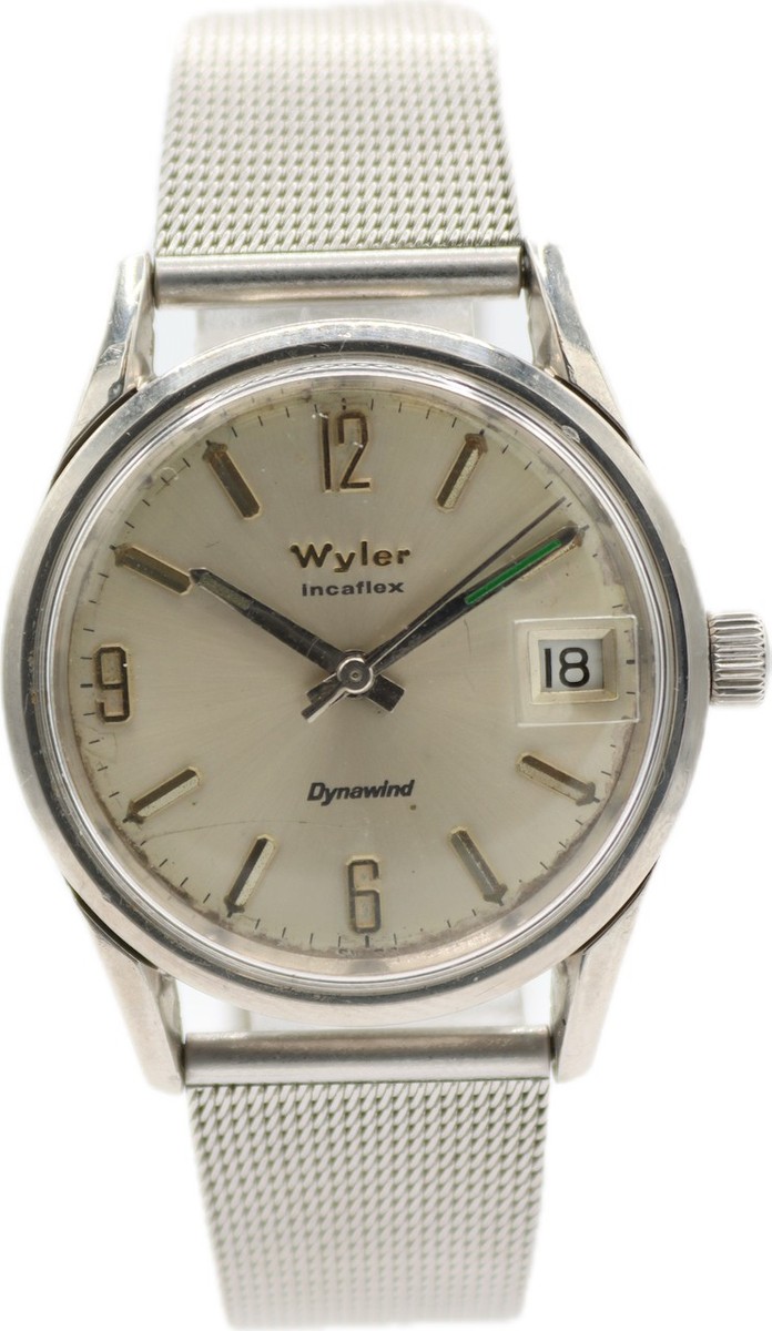 Wyler incaflex Dynawind 腕時計 Wyler Incaflex 'Dynawind', Perfect Silver Dial with Date