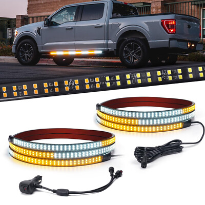 2-in-1 70 inch Emergency Truck Strobe Lights Strip Running Board LED Lights Bar